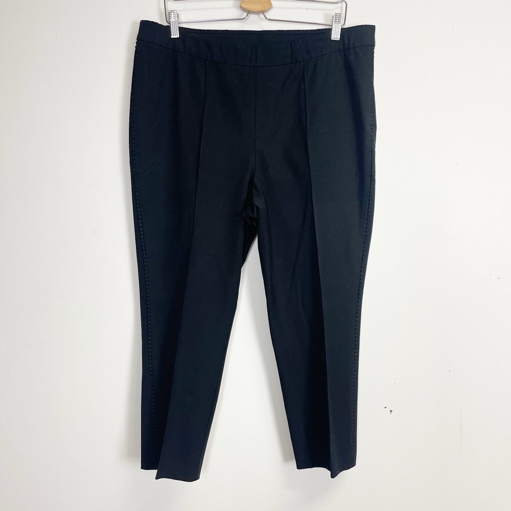 Isaac Mizrahi Live Pants Womens 18WP Black Cropped Scallop Trim 24 inch Inseam